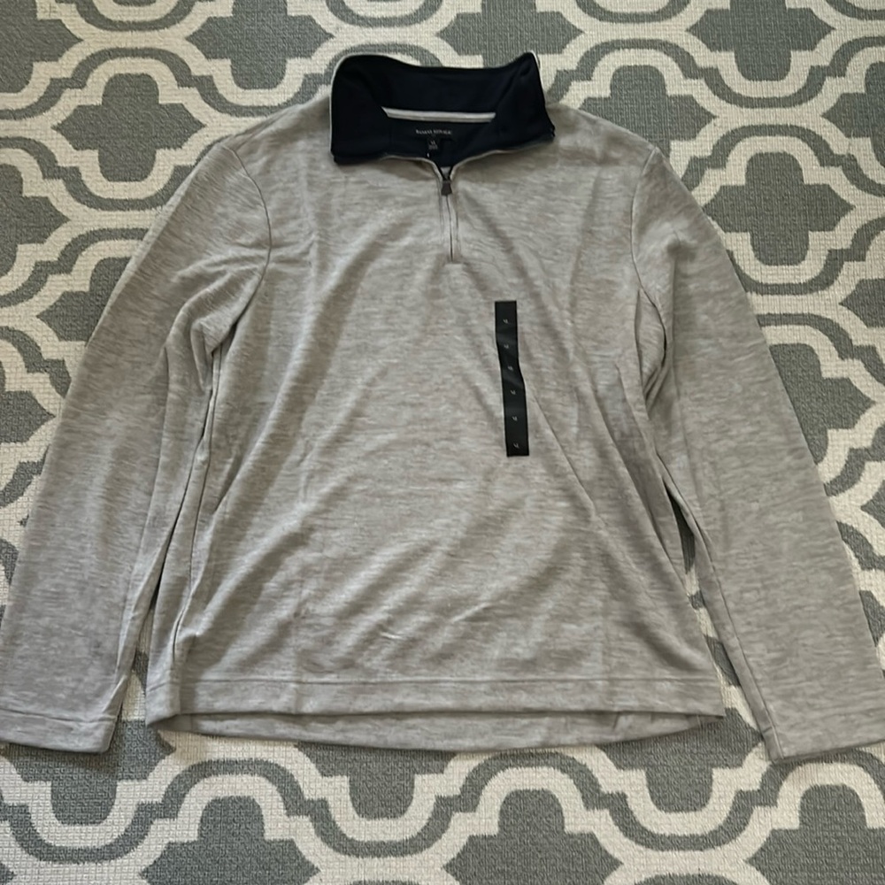 XL tan and blue Bannana Republic quarter zip sweater